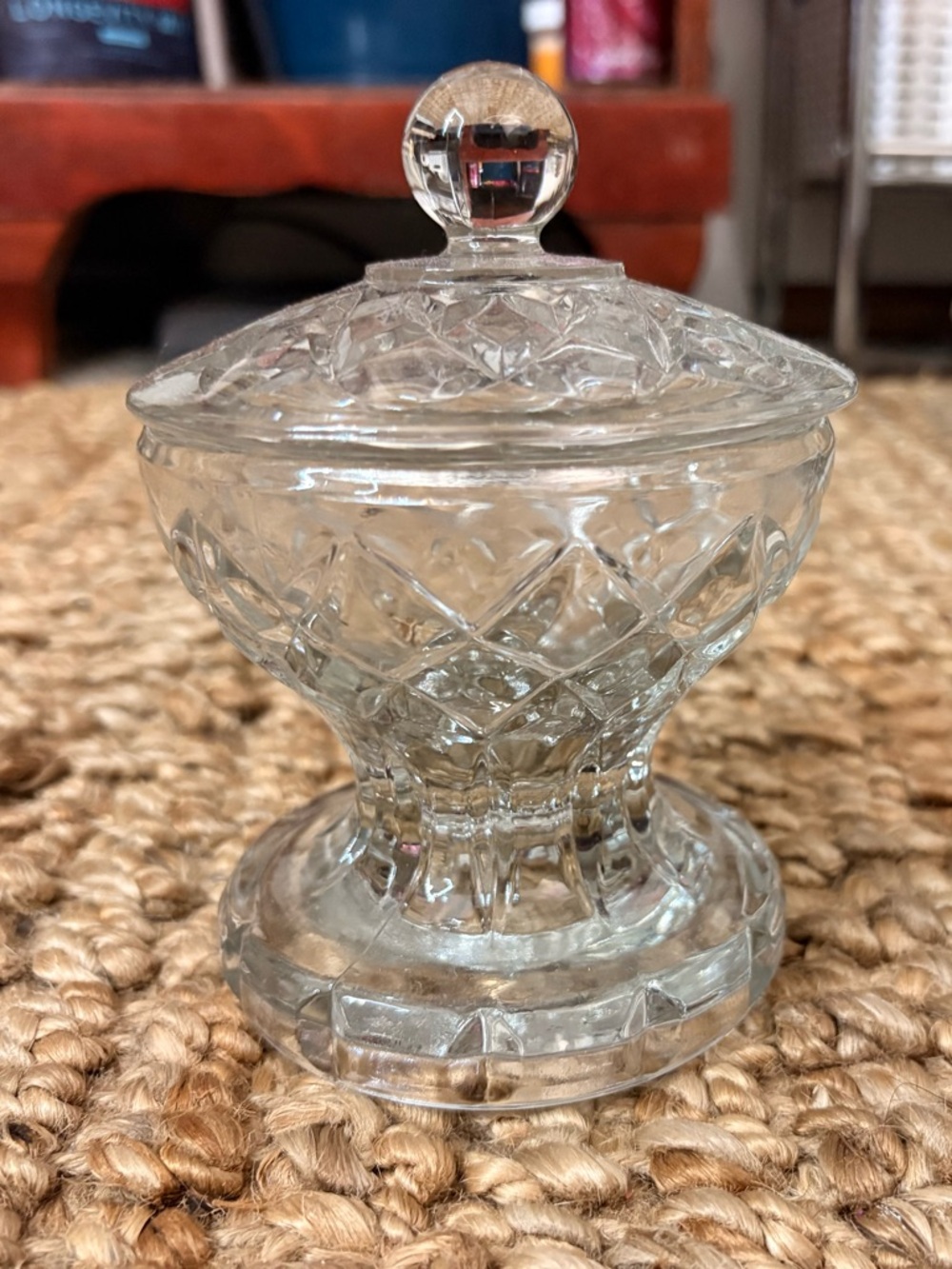 Crystal Candy Dish - Clear Glass Vanity Jar